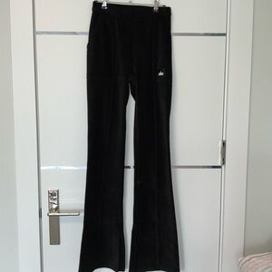 ALO Yoga Black Velvet Track Pants - Flared Joggers